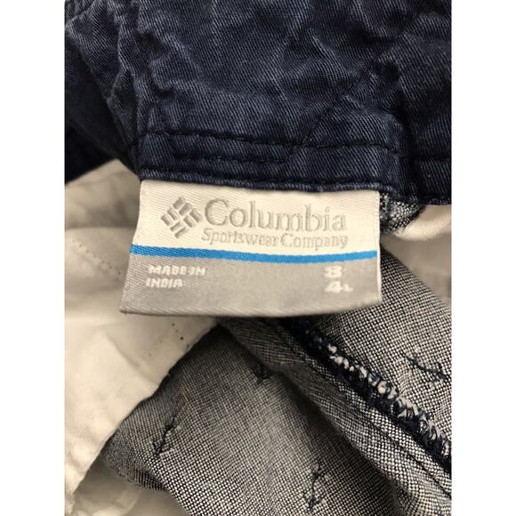 VINTAGE Columbia Shorts Women 8 Blue Logo Lightweight Fishing Hiking 100% Cotton - Picture 7 of 7